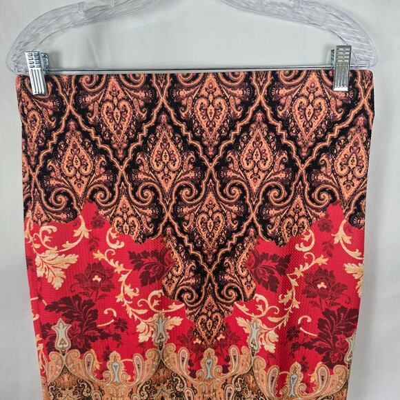 ECI New York Skirt Women's PL Pencil Argyle/Diamond Patern Colorful Pull On Midi - Picture 2 of 13